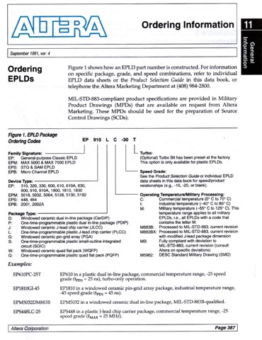 Altera Classic Part Numbers INFO